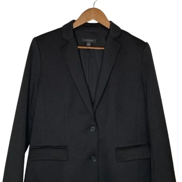 Ann Taylor Womens Tailored Career Blazer Size 8 Black Classic Timeless Office - Picture 2 of 11
